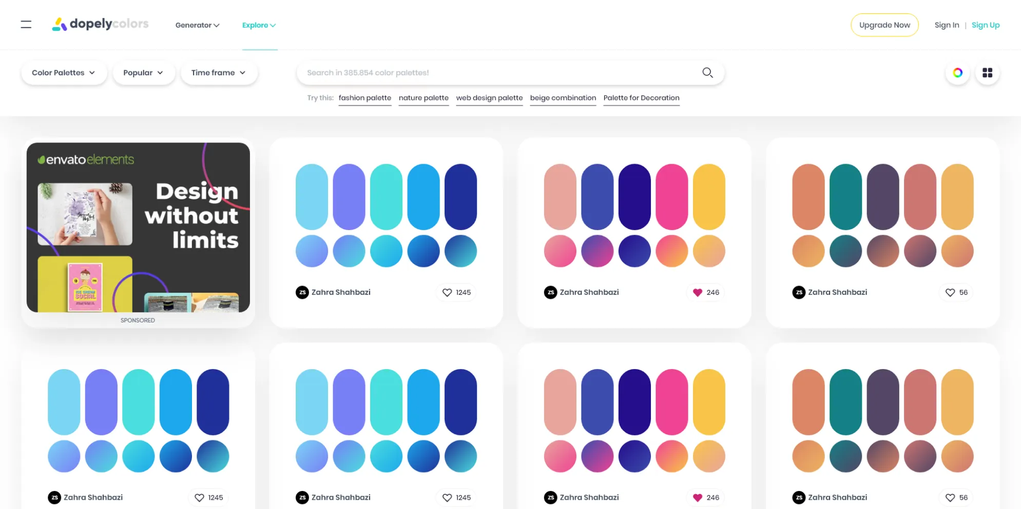 Explore millions of colors and color combinations